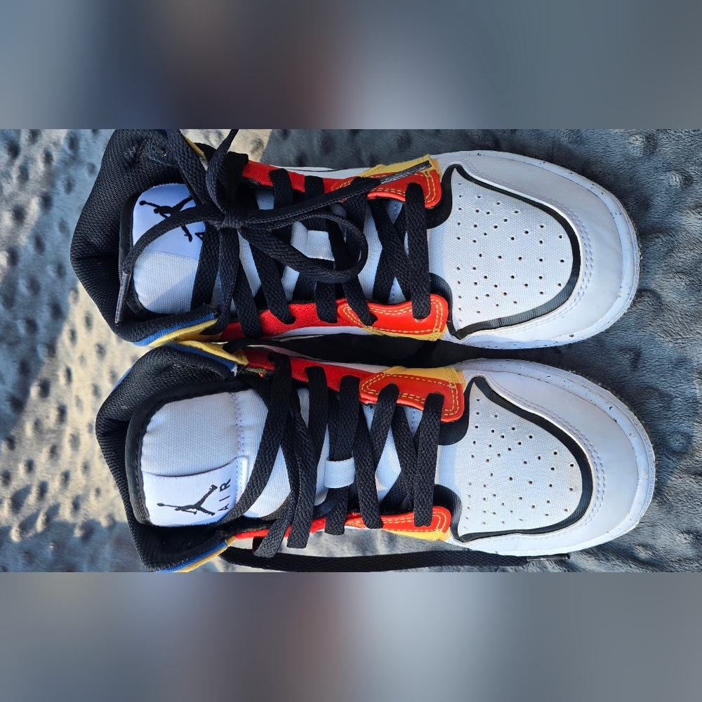 Kids Jordan 1 Mid Multi Color Canvas - Picture 2 of 4